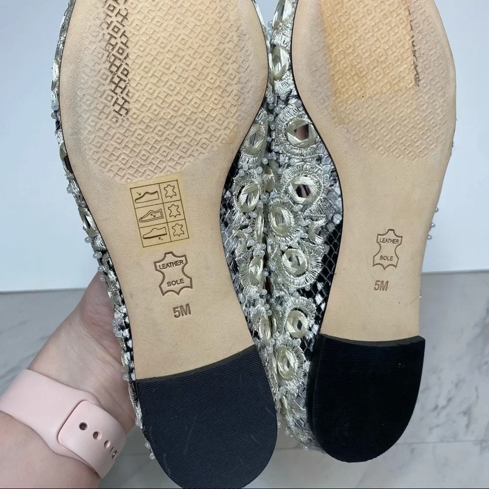 New! Tory Burch Yasmin White Embroidered Pointed Toe Flat 5